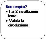 Rettangolo arrotondato: Non respira?
  Fai 2 insufflazioni lente
  Valuta la circolazione
