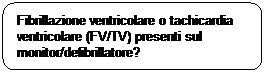 Rettangolo arrotondato: Fibrillazione ventricolare o tachicardia ventricolare (FV/TV) presenti sul monitor/defibrillatore?
